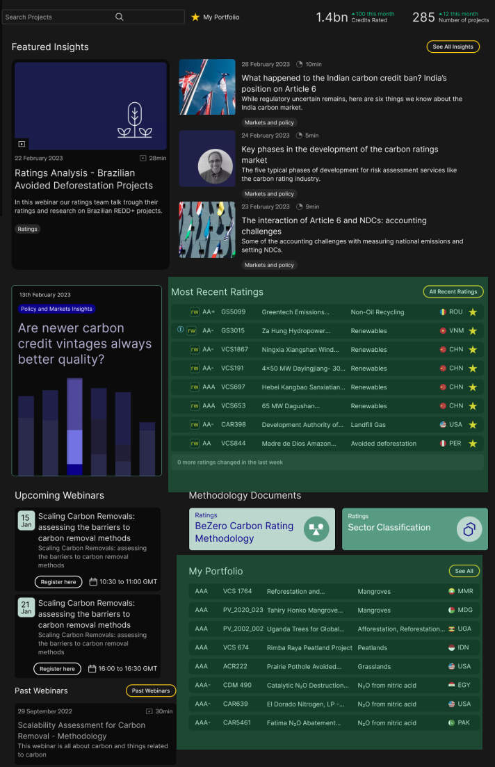 Dashboard with green highlight on My Portfolio section, buried at the very bottom below all pushed content
